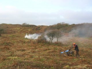NNR team carrying out scrub clearance work on Kennack town